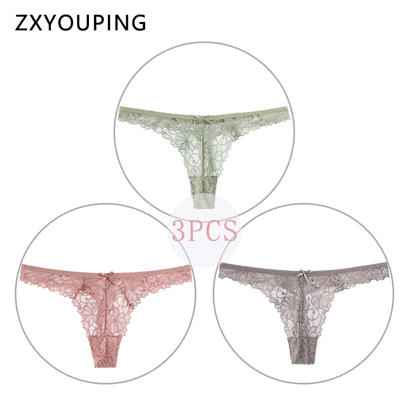 AOFEIQIKE Set 3 Quần Lót Ren Hoa Thoáng Khí Cho Nữ