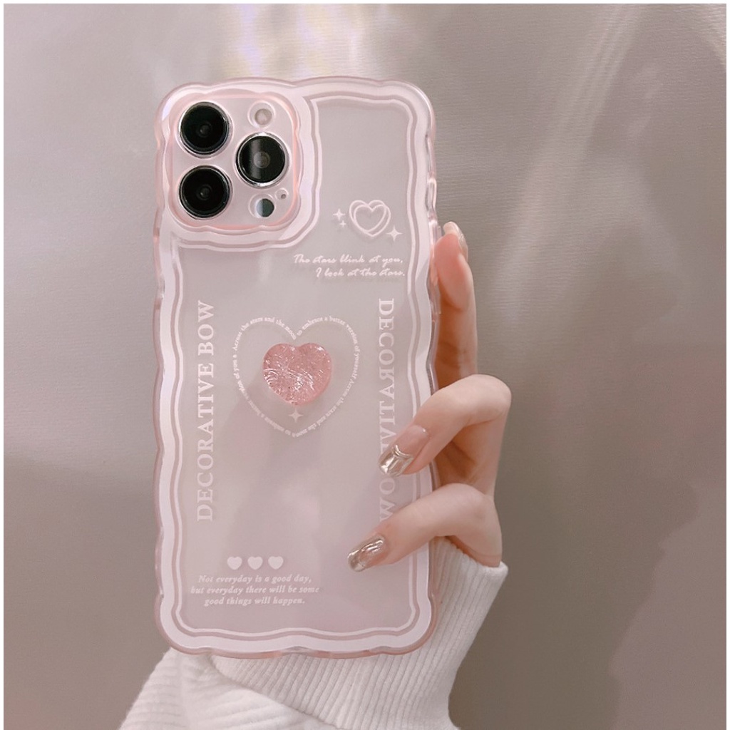 Ốp Điện Thoại Hình Trái Tim 3D Viền Màu Hồng Cho Iphone 11/11pro/11promax/12/12promax/13/13promax