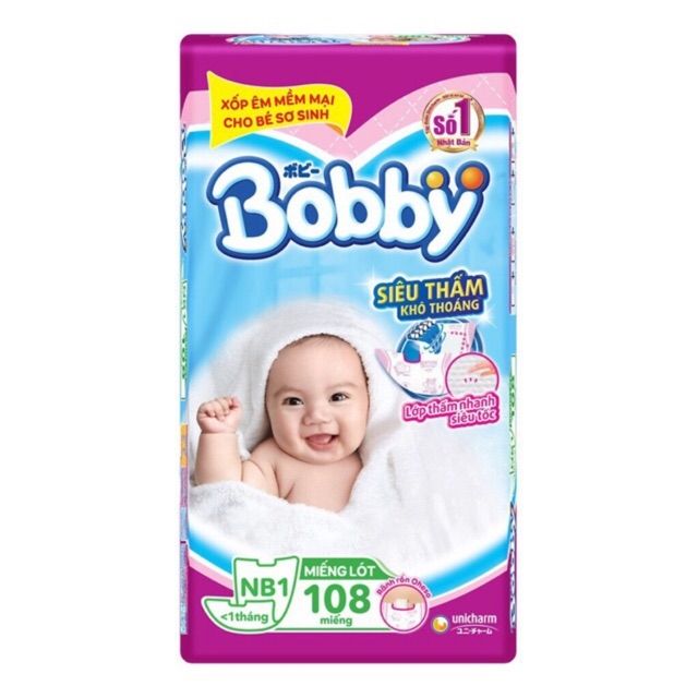 Miếng lót Bobby newborn 1 - 108 miếng