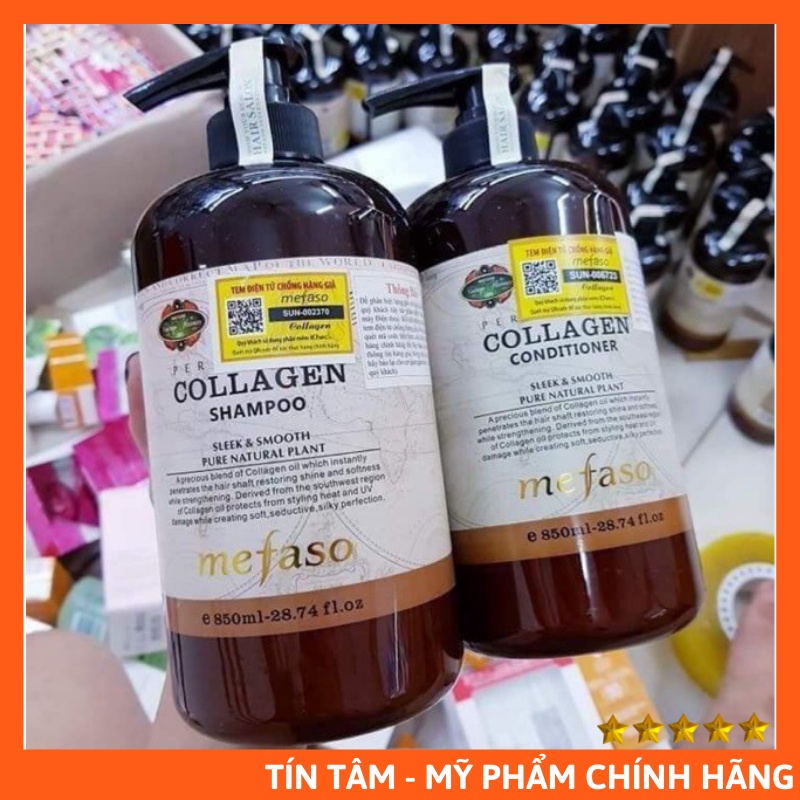 Dầu gội xả Collagen Argan Mefaso Ý -  Phục hồi tóc chuyên sâu, giúp tóc chắc khỏe, bóng mượt[Hàng chuẩn có tem, VAT]