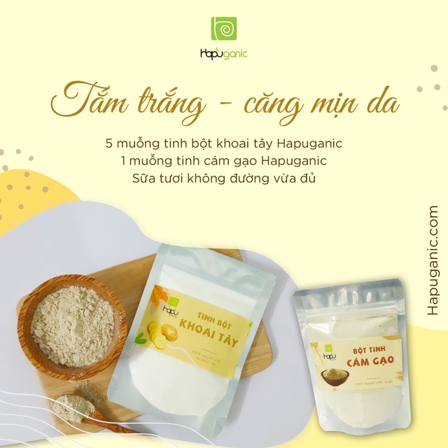 Tinh Bột Khoai Tây Nguyên Chất HaPu Organic Mặt Nạ Thiên Nhiên Dưỡng Trắng Da