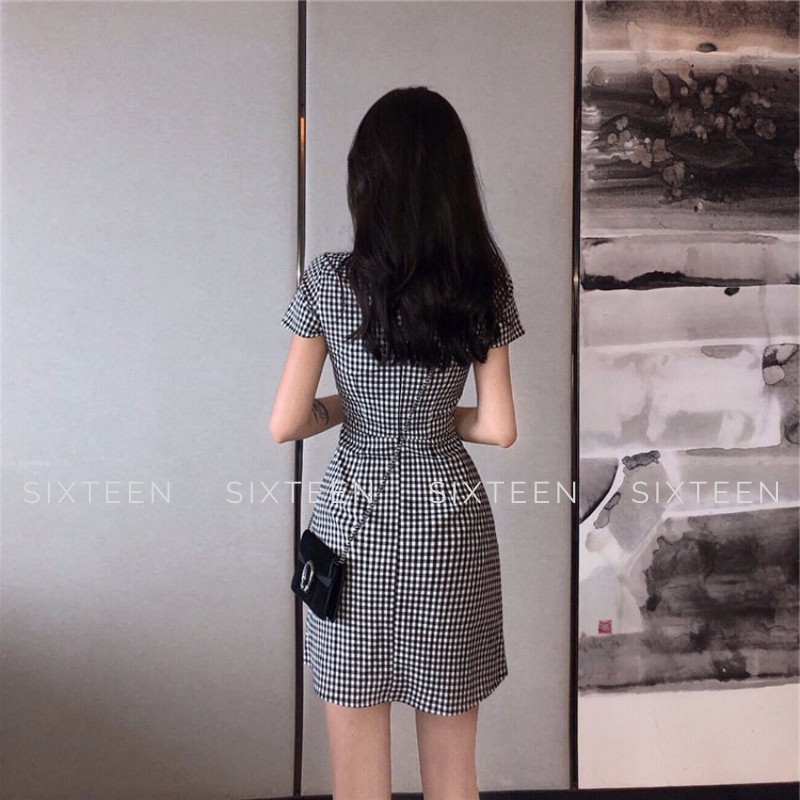 Đầm Nữ, Đầm Nữ Kẻ Caro, Váy Kẻ Chiết Eo Dáng Ôm Phong Cách Nữ Tính, Nhẹ Nhàng SIXTEEN. | BigBuy360 - bigbuy360.vn