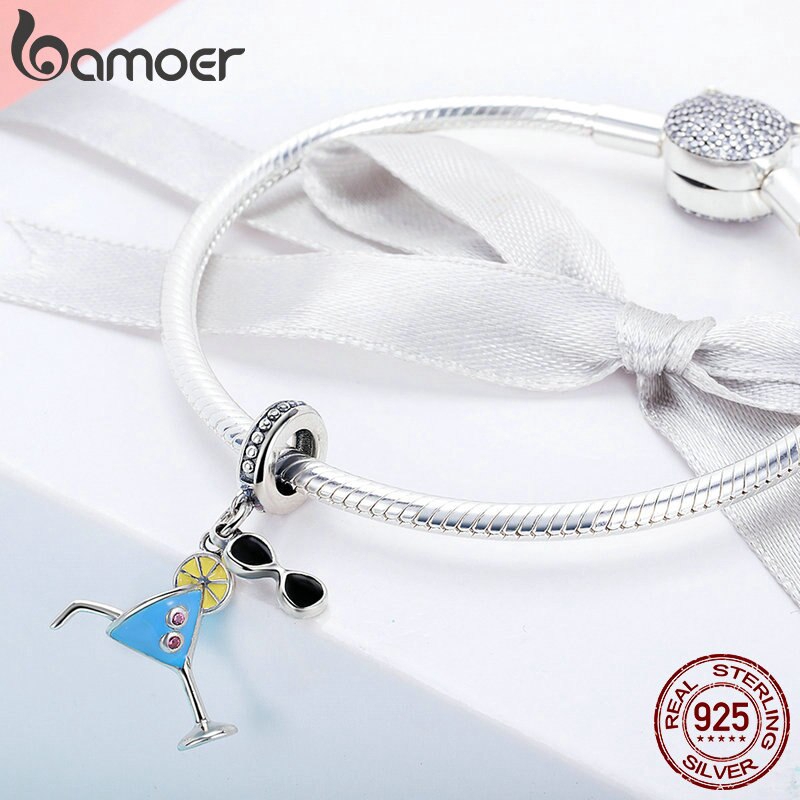 Mặt Phụ Kiện Bamoer SCC698 bạc 925 Hình Mắt Kính Dùng Để Trang Trí Đồ Trang Sức