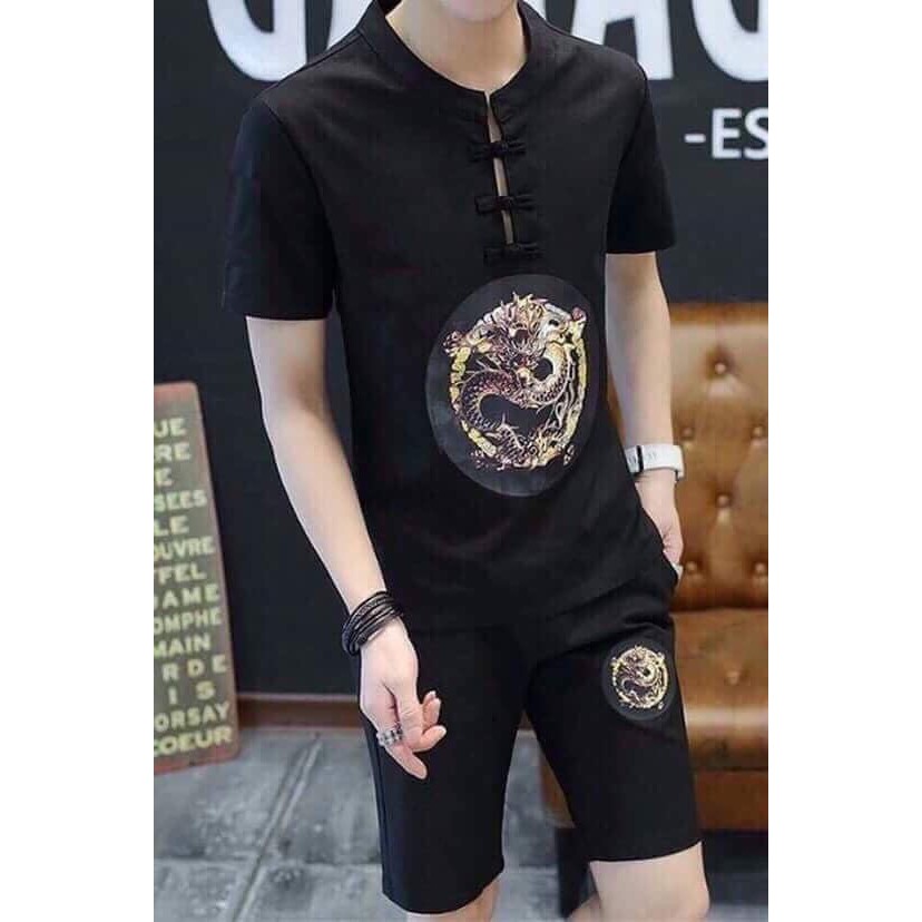 Bộ quần áo nam in hình rồng phong cách Hàn Quốc | BigBuy360 - bigbuy360.vn