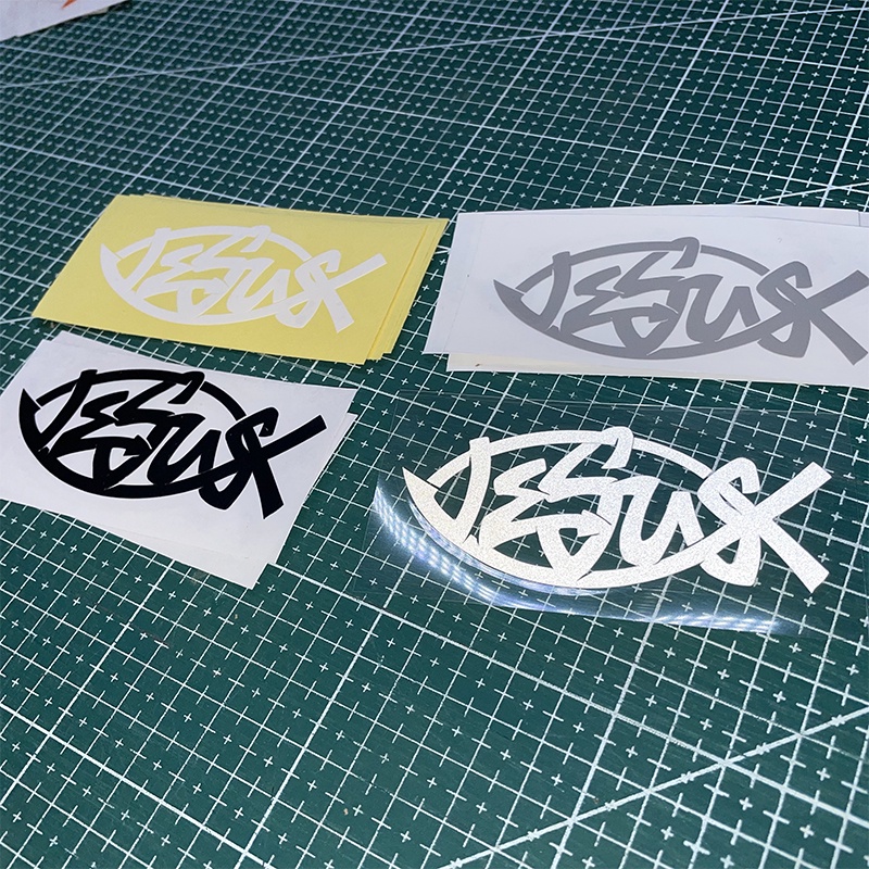Sticker Phản Quang Chống Thấm Nước Hình Chúa jesus christian Và Cá Chép christian a548