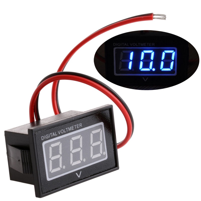 Vôn Kế Kỹ Thuật Số Chống Thấm Nước Có Đèn LED Xanh Lá / Đỏ Cho Xe Hơi