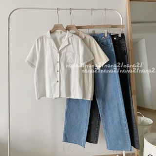 Sơ mi cổ vest chỉ nổi