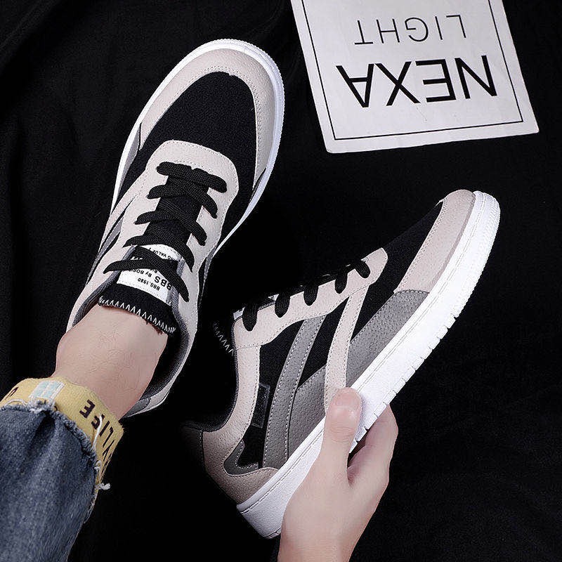 Giày thể thao sneaker nam đế bằng vải da cao cấp Hàn Quốc màu đen và cam BOM-GN-031 | BigBuy360 - bigbuy360.vn