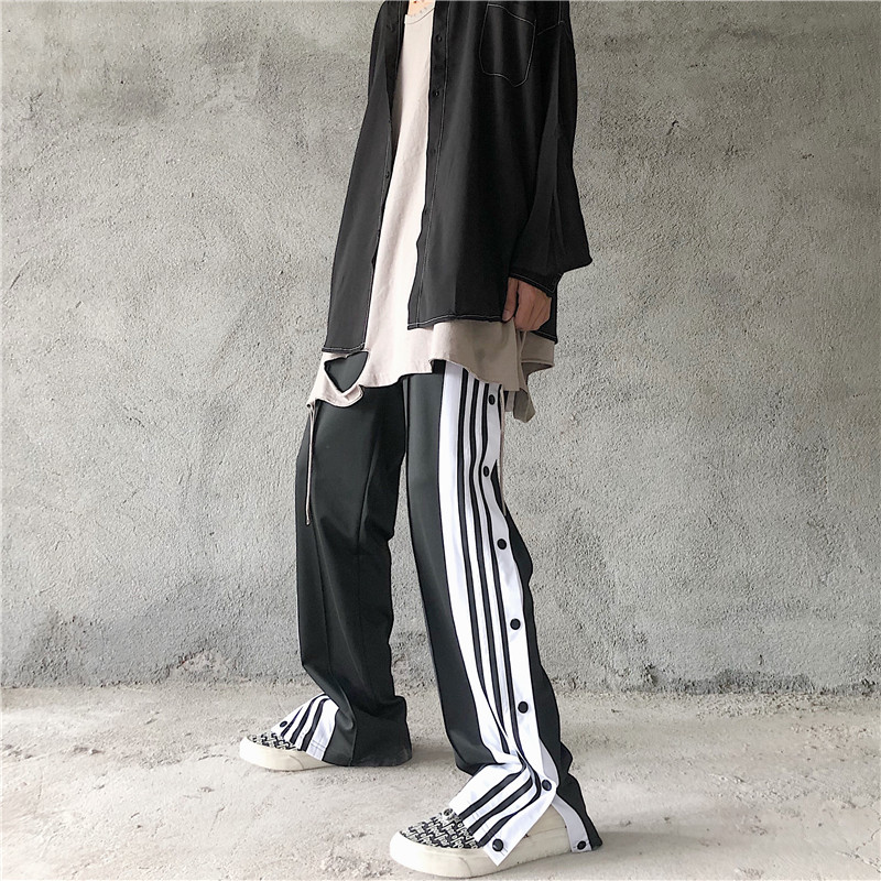 Quần Dài Ống Rộng Kẻ Sọc Trắng Đen Thời Trang