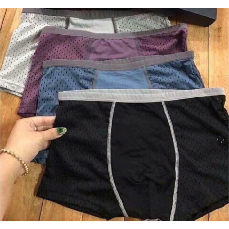 [Hộp 4 Chiếc] Quần Lót Nam Thông Hơi Cao Cấp ❤️ Quần Sịp Nam Đùi Boxer Lưới Xuất Nhật LOTNAM08