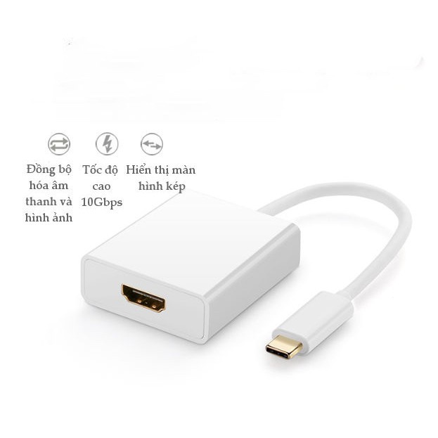 Cáp chuyển Type-c ra Hdmi chuyển màn hình máy tính laptop ra màn hình phụ tivi máy chiếu hình ảnh chât lượng