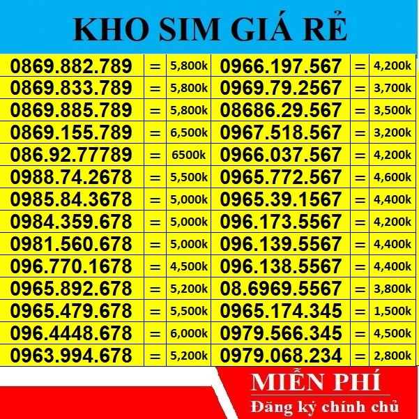 Sim Số Đẹp Đuôi Sảnh Tiến 789 567 456 345 Giá Từ 800k