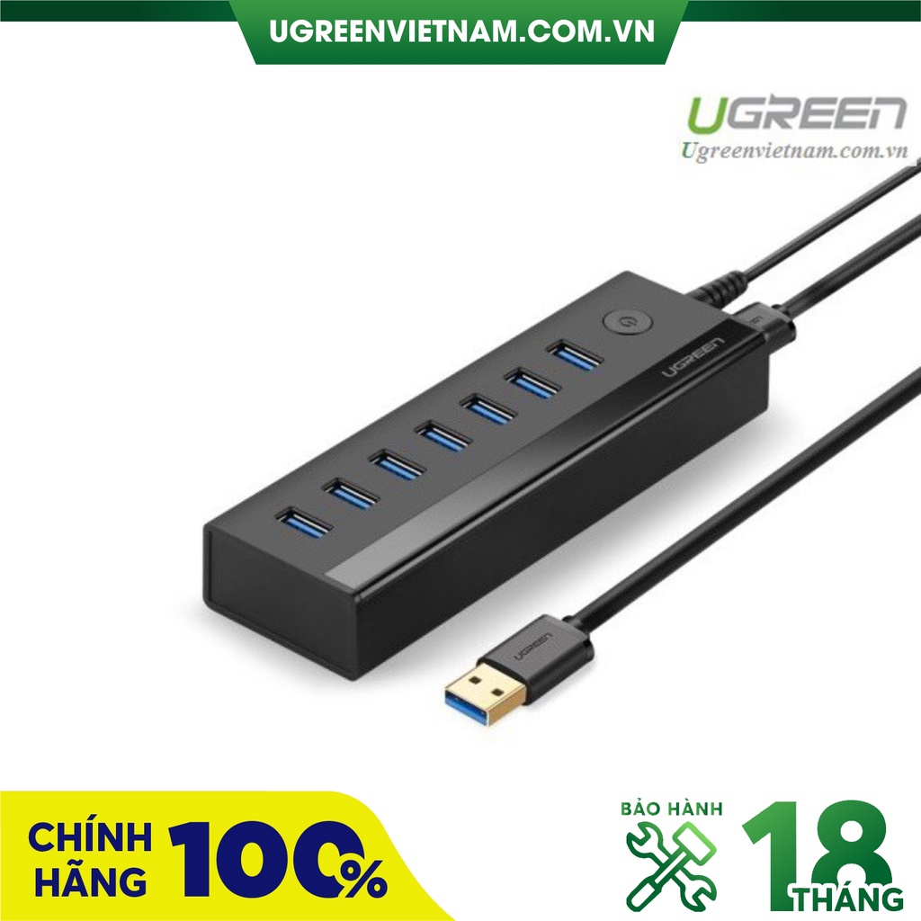 Bộ chia USB 3.0 ra 7 cổng hỗ trợ nguồn 5V/2A chính hãng Ugreen 40522 cao cấp