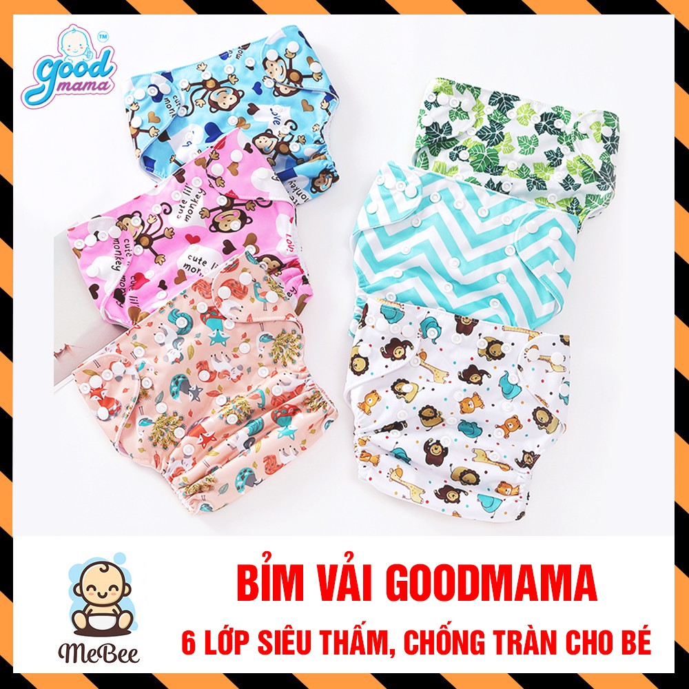 Bỉm Vải Goodmama size M, L (3-20kg) kèm miếng lót siêu thấm cho bé