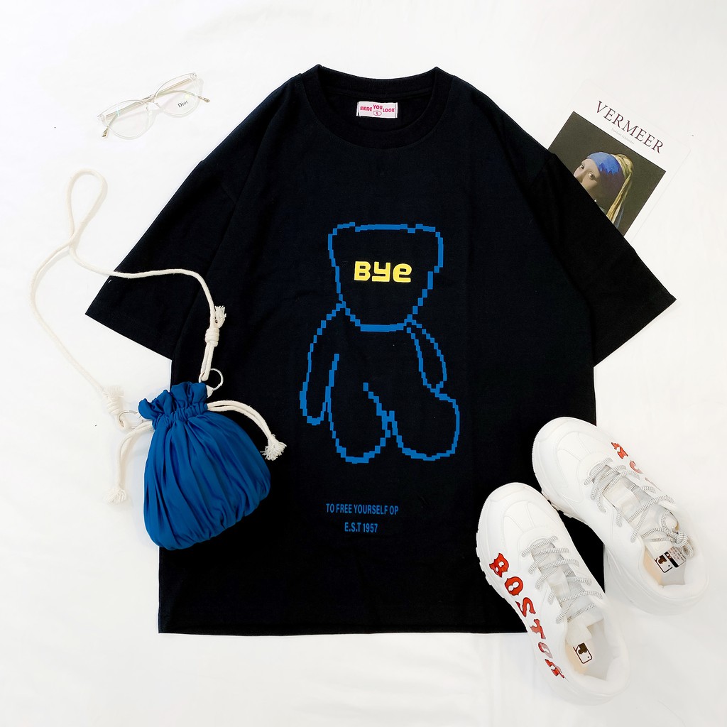 Áo thun tay lỡ  GẤU BYE  phông Unisex nam nữ tee oversize form rộng pull Ulzzang Streetwear Hàn Quốc vải mềm