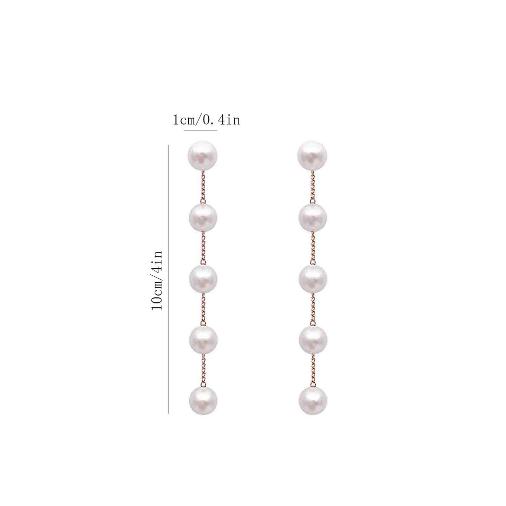 Khuyên tai dáng dài đính ngọc trai nhân tạo thời trang