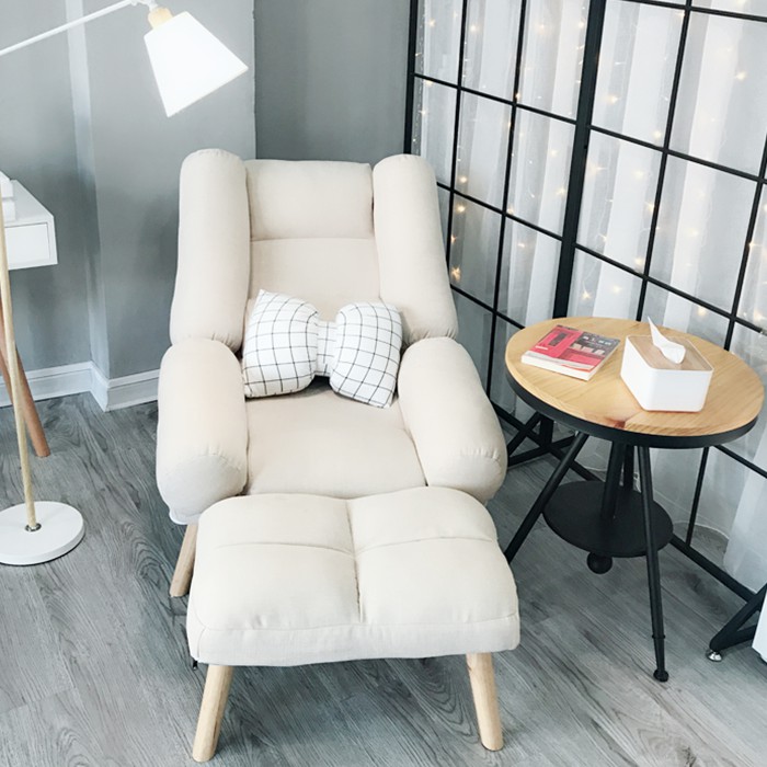 Ghế sofa giường gấp gọn thông minh - Ghế thư giãn đọc sách kèm ghế đôn gác chân điều chỉnh nâng hạ decor phòng đẹp