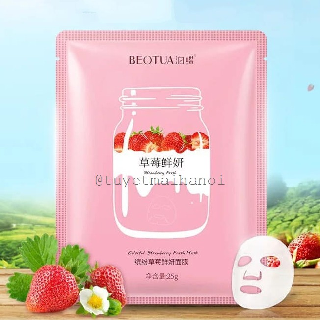 Mặt nạ sữa tươi trái cây Beotua - Mask cấp ẩm, dưỡng trắng, làm mờ vết thâm, ngừa mụn