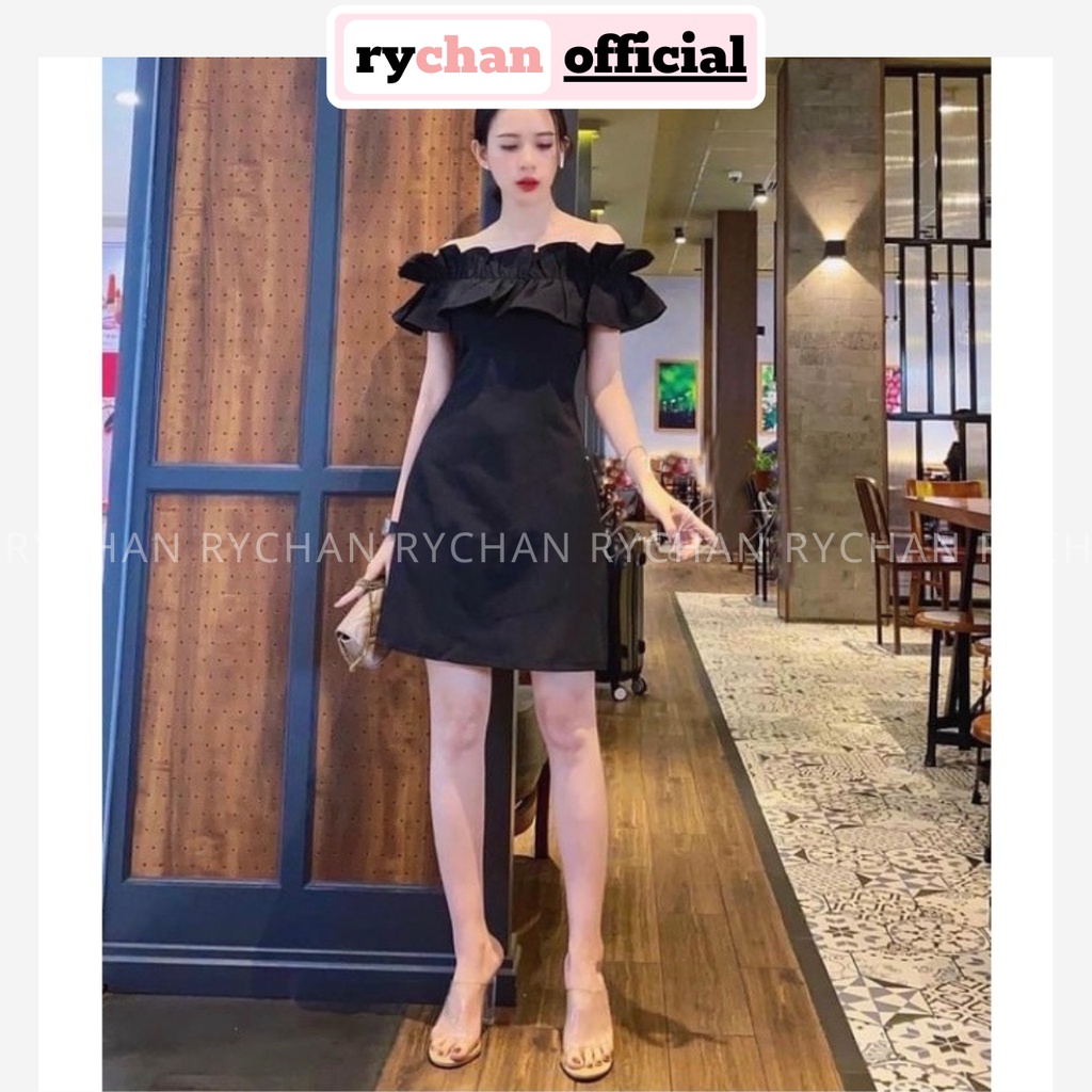 Đầm Dự Tiệc Cực Cháy Form Ngắn Trễ Vai Nhún Bèo Ôm Eo Cuốn Hút - DX9738