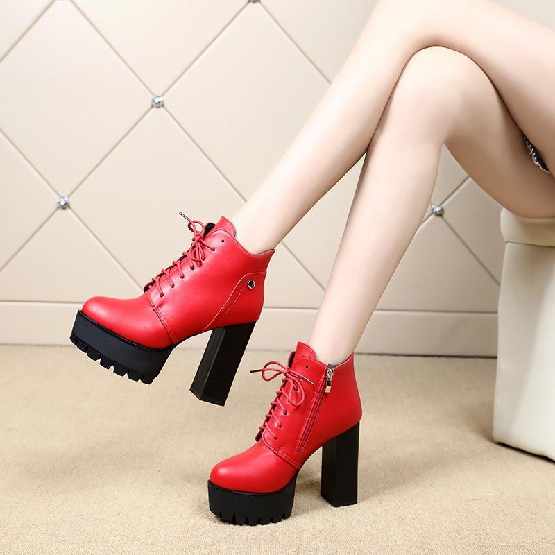 Giày boot cao gót 12cm thiết kế đế dày phong cách Âu Mỹ thời trang quyến rũ cho nữ