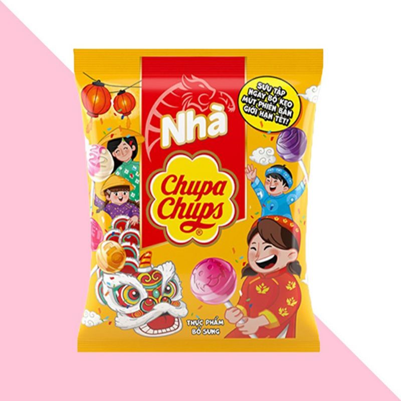 Gói 60 que Kẹo mút Chupa Chups hương trái cây gói 500g