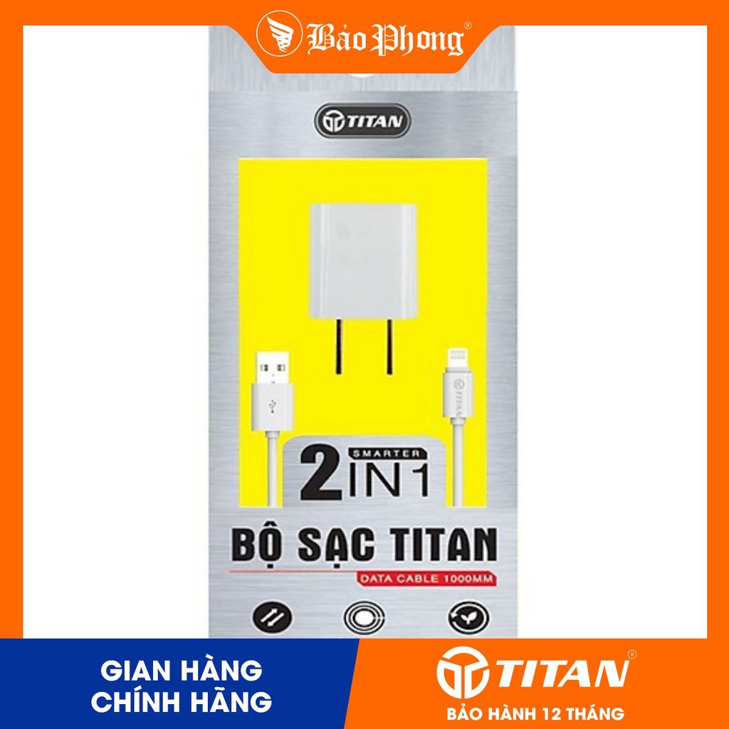 {BH 1 NĂM } Bộ combo Củ sạc + cáp iPhone TITAN CB06 hàng chính hãng sạc nhanh cho IP 5 6 7 8 plus x xs max cốc cóc sạc