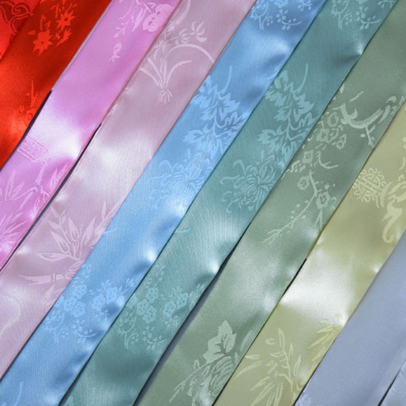 Dây buộc tóc cổ trang chất liệu tơ lụa in hoa kèm dây tô