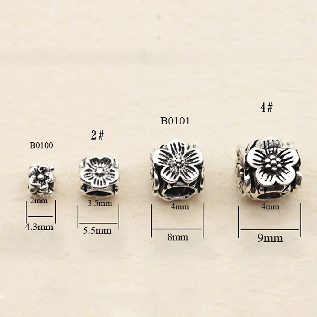 Phụ kiện Charm bạc Hạt spacer hoa năm cánh(lớn)
