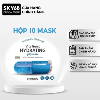 [BẢN VIỆT] Combo 10 Mặt nạ giấy cấp nước dưỡng ẩm da mềm mượt BNBG Vita Genic Hydrating Jelly Mask (Vitamin E) 30mlx10