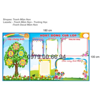 Decal trang trí lớp học - bảng tin lớp tiểu học - thcs kt 180x100
