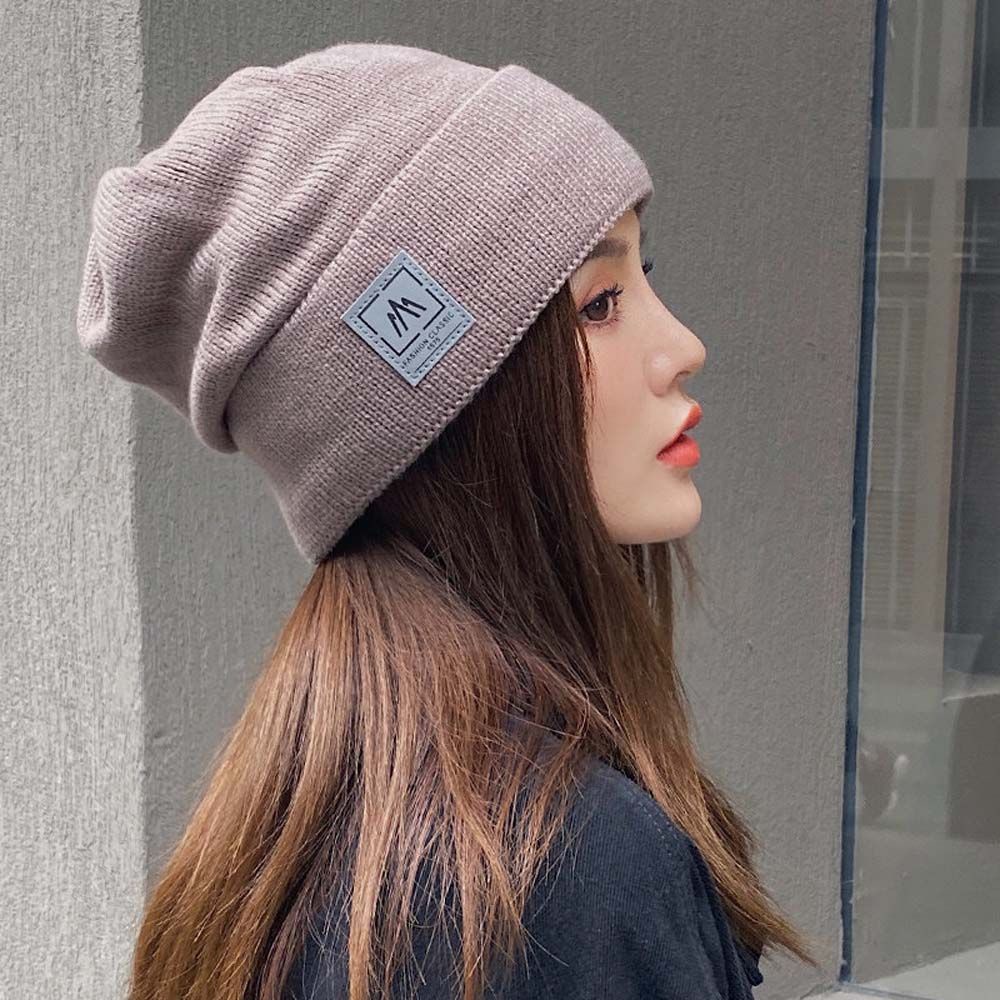 Mũ len dệt kim giữ ấm màu đông thời trang cho nam và nữ