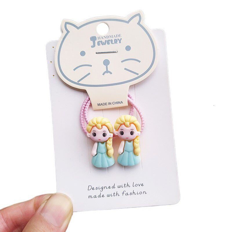 Set 2 Dây Cột Tóc Co Giãn Hình Nàng Tiên Cá Hoạt Hình Dễ Thương Cho Bé Gái