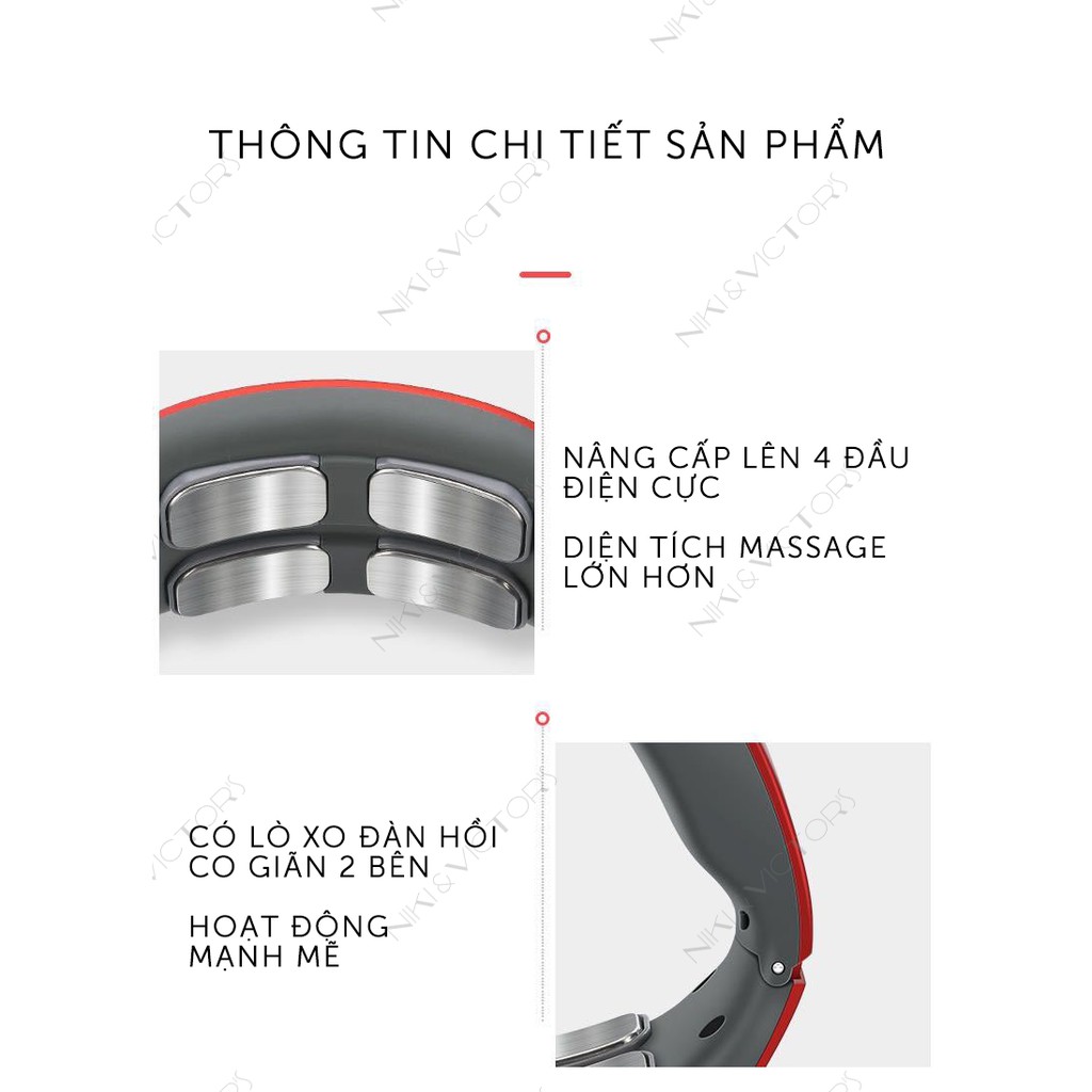 Máy Mát Xa Cổ Và Vai Gáy Thông Minh 4 Điện Cực, 6 Chế Độ Massage , 9 Mức Cường Độ.