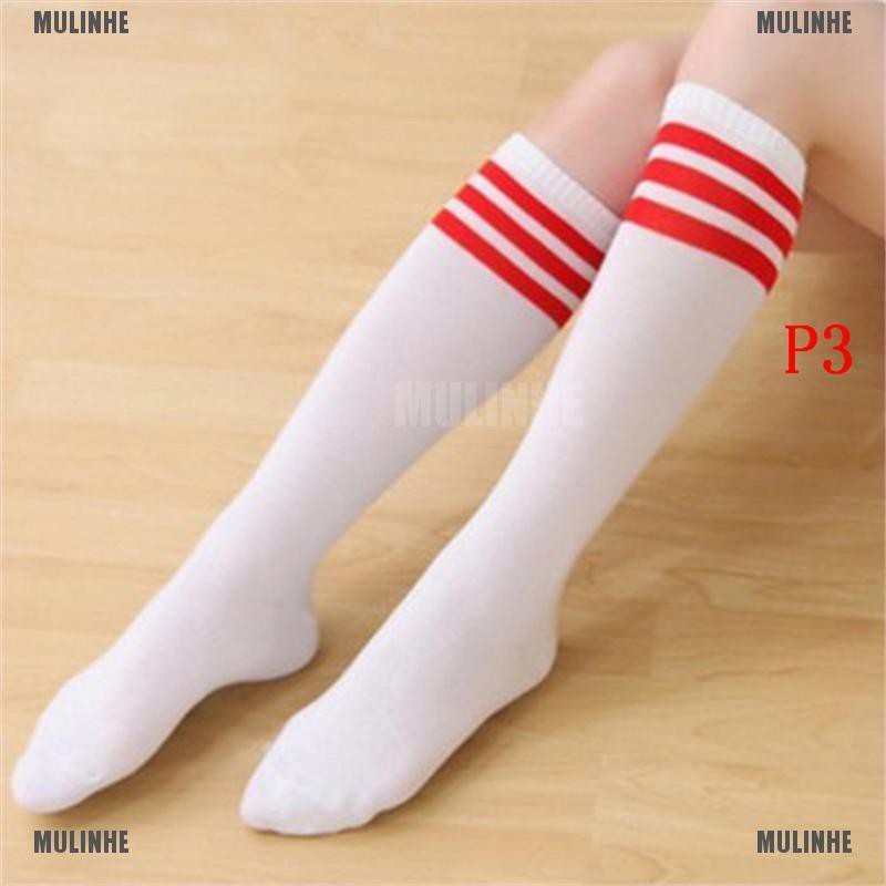 Vớ Cotton Cao 3 Sọc Màu Trơn Dành Cho Nữ