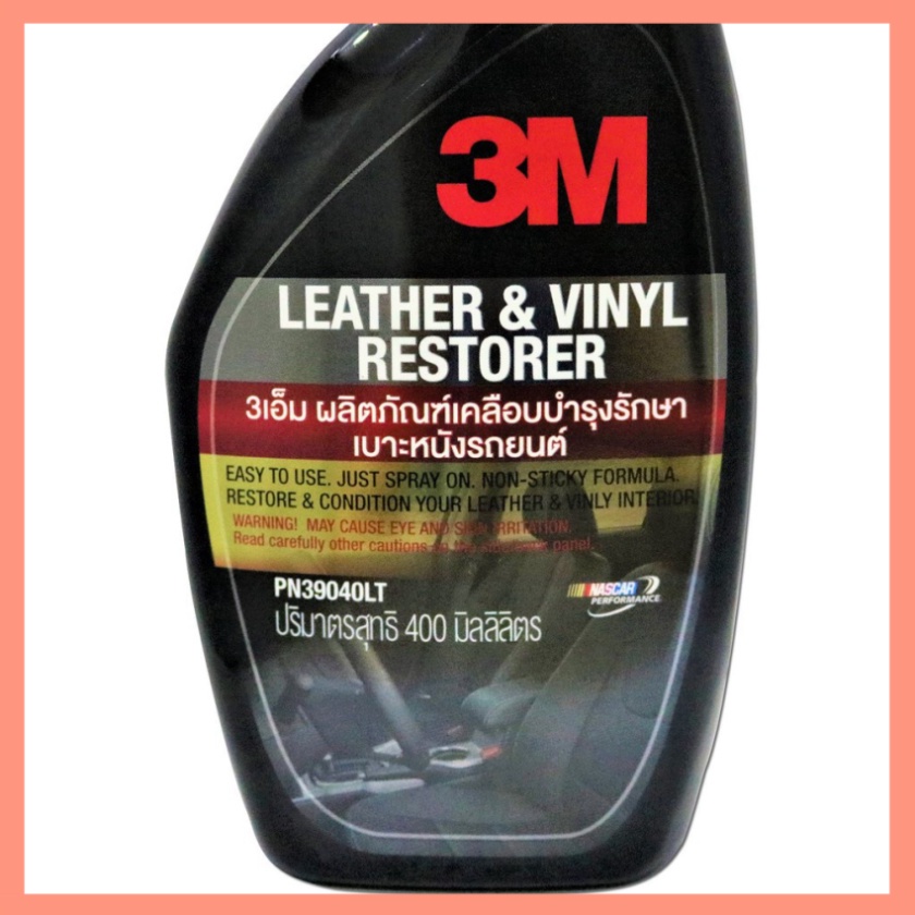 Chai Xịt Dưỡng Bóng và Bảo Vệ Nội Thất Ô Tô 3M Leather &amp; Vinyl Cleaner/Restorer 39040LT 400ml - Nhập khẩu 3M TL