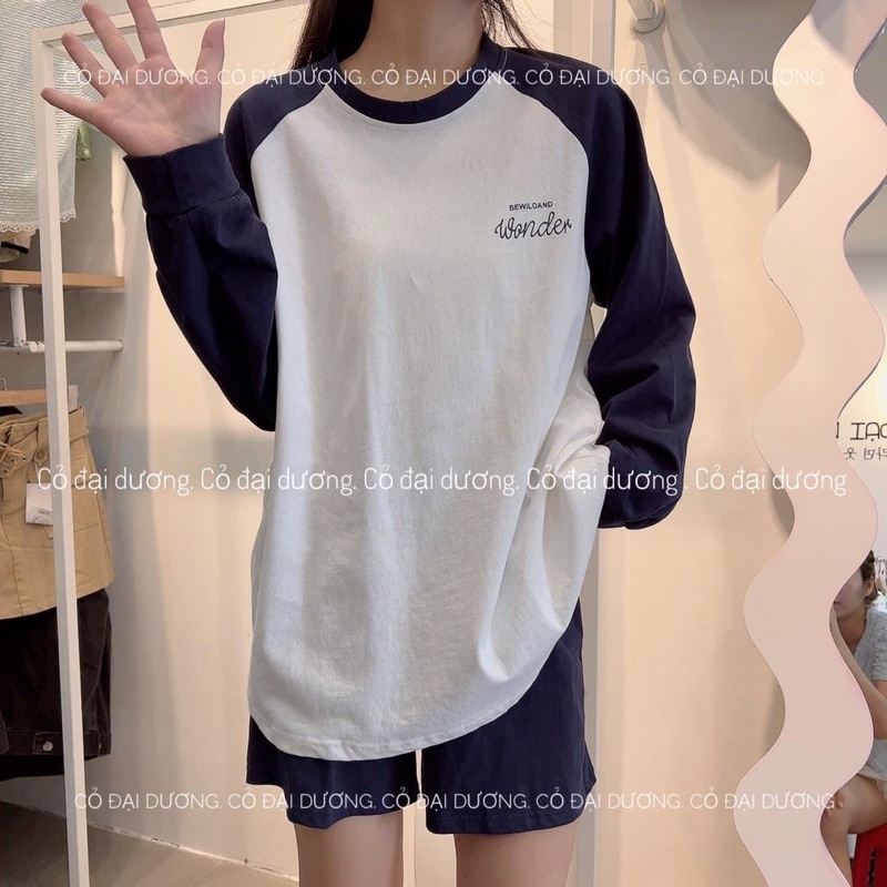 Bộ Zalang Áo Thun Tay Lỡ Phối Thân Kết Hợp Quần Sooc Đùi dáng rộng hot hit rẻ đẹp unisex
