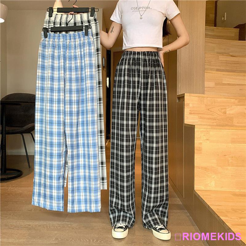 🔥Ready Stock🔥Korean fashion classic plaid wide-legged pants