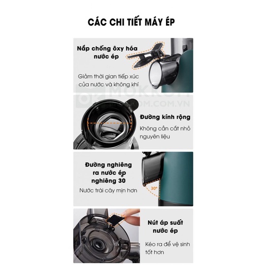 Máy ép chậm Mokkom MK199 chính hãng, máy ép hoa quả, ép nguyên quả bảo hành 12 tháng