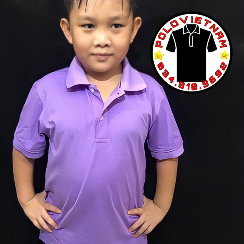 Áo polo Việt Nam trẻ em cổ trụ màu Tím Nhạt - không xù lông, không ra màu, co giãn thoải mái, thấm hút mồ hôi