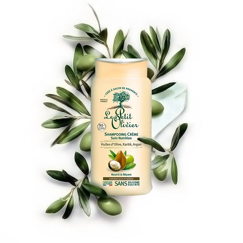 Bộ 3 sản phẩm dưỡng tóc hồi tóc hư tổn từ Dầu Argan, Bơ Hạt Mỡ, Dầu Olive Le petit Olivier (Dầu gội, Dầu Xả, Kem ủ tóc)