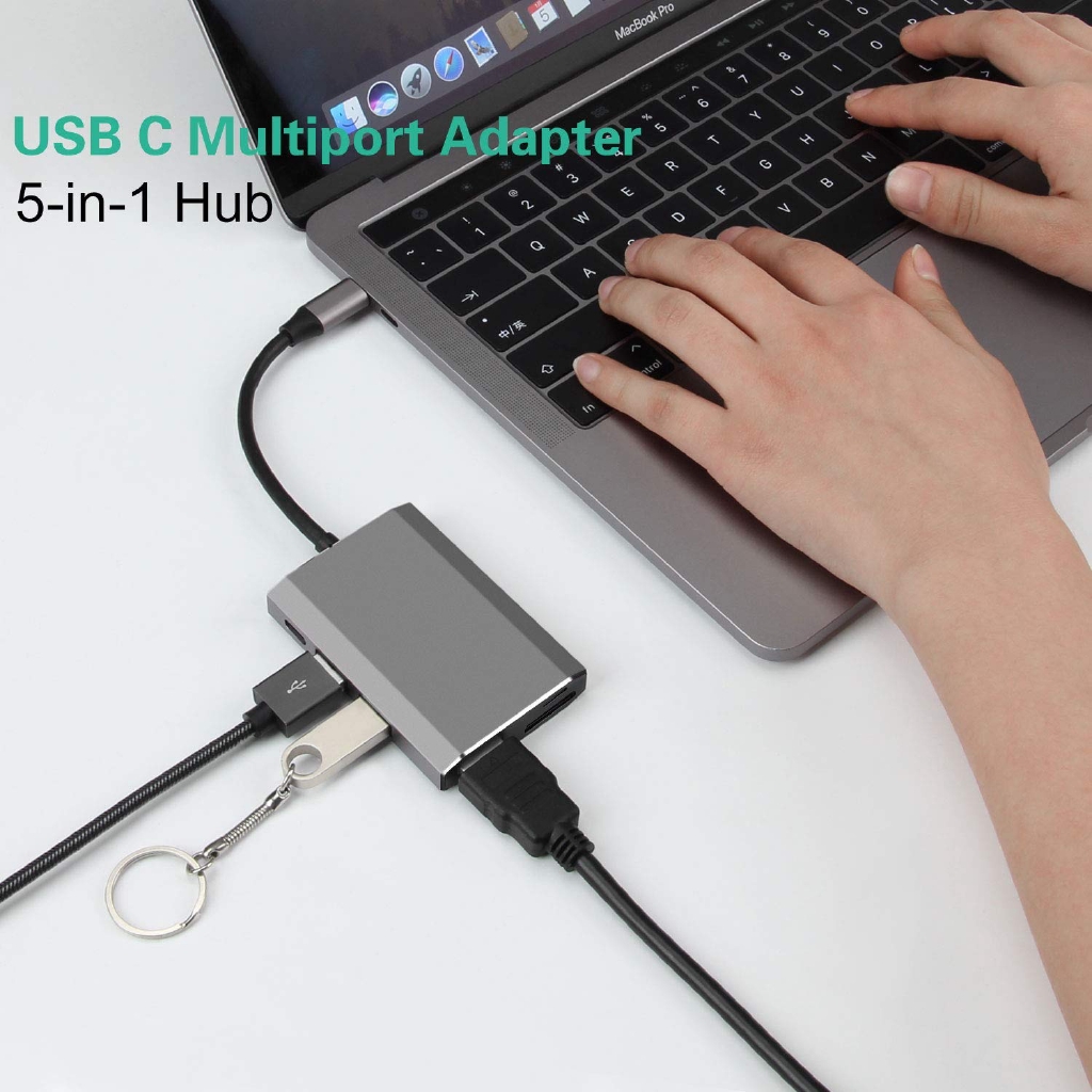 Thiết bị kết nối sạc pin TYPE-C 4K USB-C và HDMI 6 trong 1 tích hợp đọc thẻ SD/TF 2 cổng USB 3.0