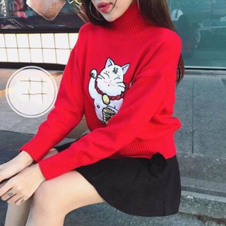 ÁO LEN CỔ LỌ MÈO THẦN TÀI