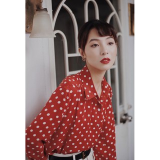 [Mã SKAMLTSM9 giảm 10% đơn 99K] áo sơ mi chấm bi đỏ