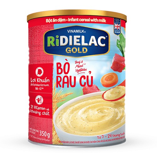 Bột ăn dặm RIDIELAC GOLD lon 350g đủ vị