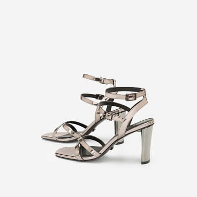 [Chính hãng] Vascara Giày Cao Gót Ankle Strap Metallic - SDN 0637 - Màu Xám Khói Đậm Mới Về