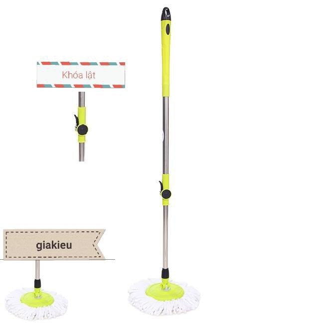 Cây lau nhà 360 độ inox lớn 22mm - 25mm Homeone PP5 Xanh Lá đã kèm bông lau