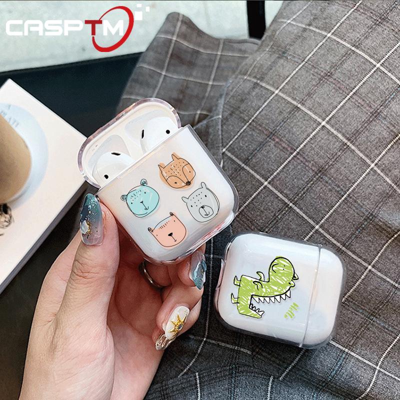 Hộp bảo vệ tai nghe Apple Airpods 1 / 2 Bluetooth trong suốt hình gấu hoạt hình