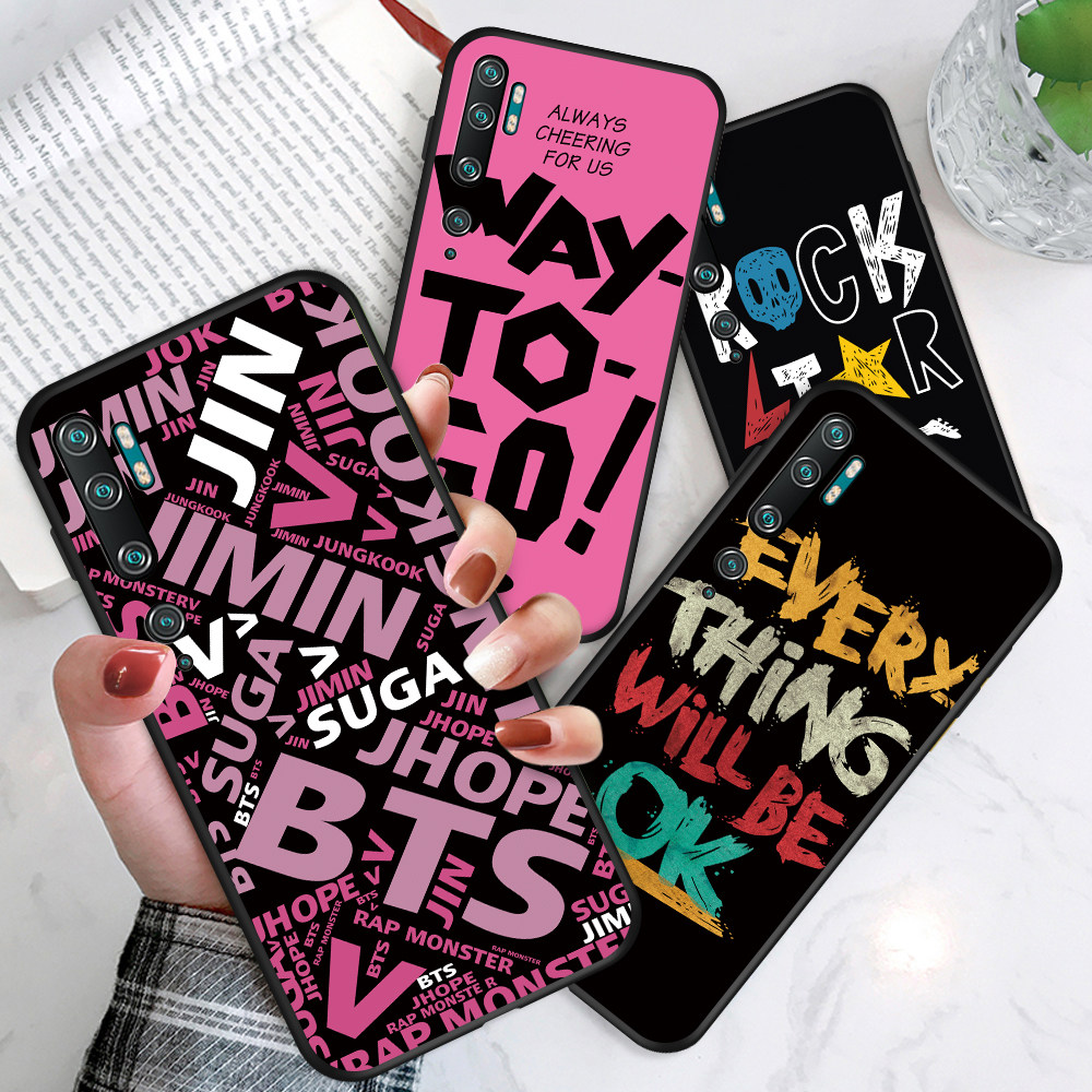 Xiaomi Mi Note 10 Pro Lite 3 Xiomi cho Cool Graffiti Spliced Letter Pattern Phone Case Soft Silicone Casing Shockproof Matte Cover Protective Cases Ốp lưng điện thoại