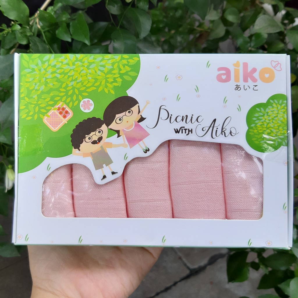 Aiko. Set 5 khăn sữa tre mềm mại cho bé {Giá trải nghiệm siêu tốt}