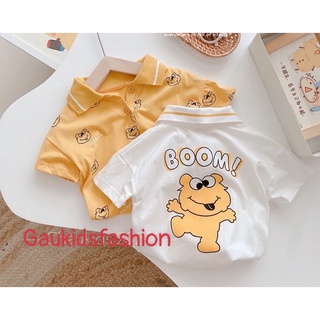 Áo polo cotton cộc tay trẻ em in hình ếch con đáng yêu cho bé trai từ 6-16kg Gaukidshop (G541)